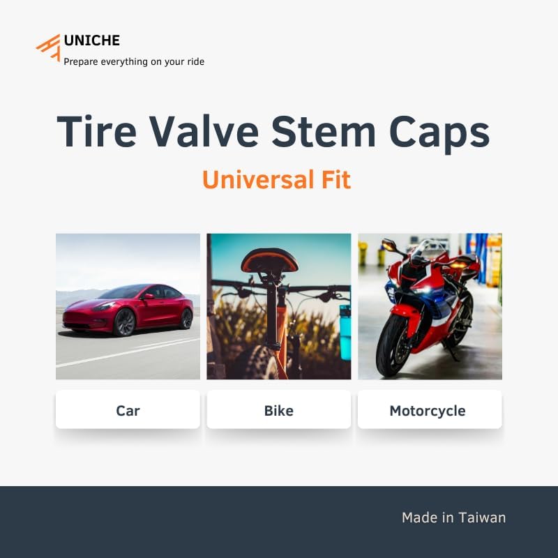 UNICHE 2-in-1 Valve Stem Caps with Valve Core Remover, Universal Tire Valve Caps for Cars, Trucks, SUVs, Motorcycles, and Bikes - 2 Pack (Black) - Image 3
